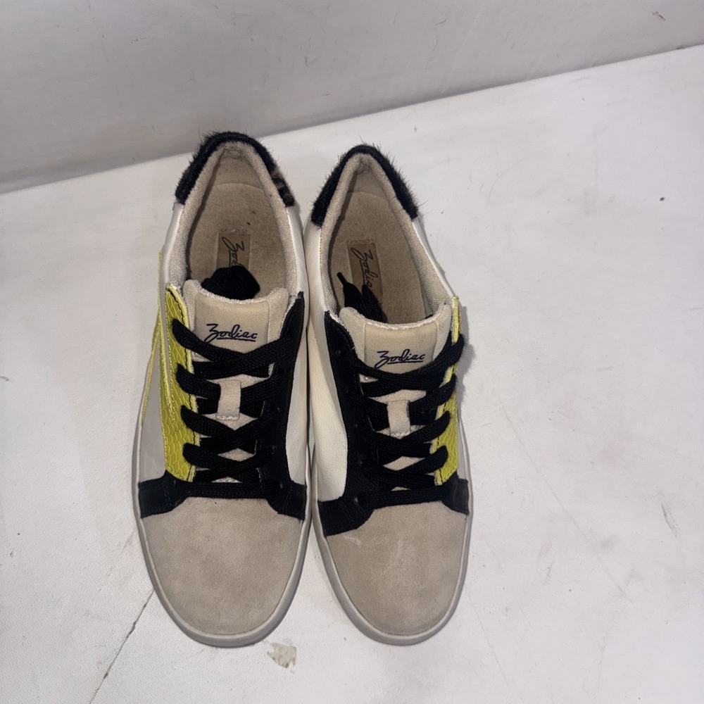 Zodiac Faye Retro Leather Yellow White Streetwear Fur Low Top Shoes Sneakers 7.5 - Picture 4 of 10